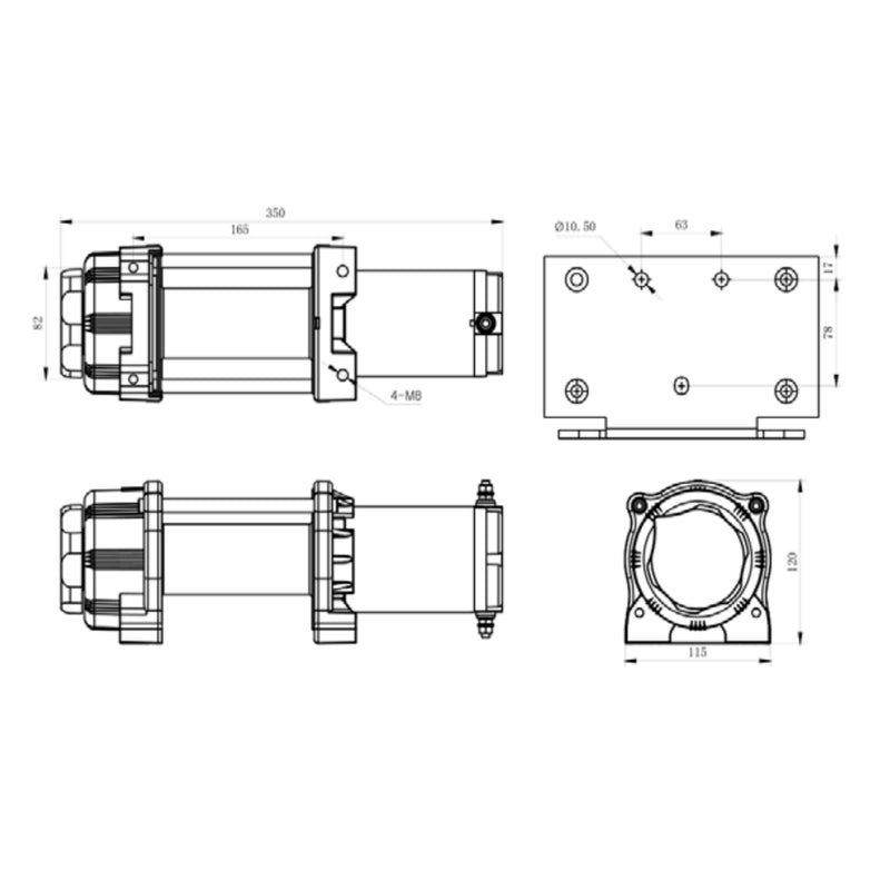 Mudstuck 4500lbs Winch 12V with Dyneema