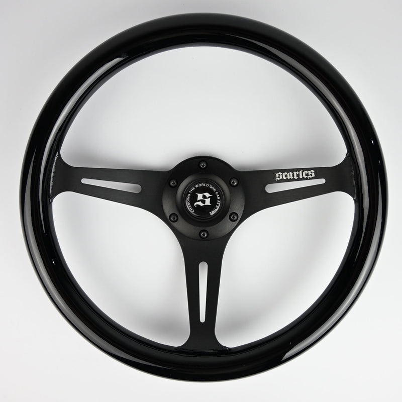 Gloss Black Mahogany Steering Wheel 340mm